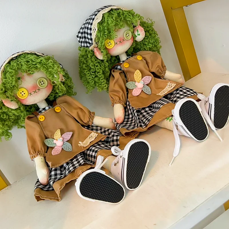 Green Hair Curly Button Doll Ghost Mum Doll Chao Play Customised Gift Full Set Clothes Shoes 30cm Doll Gift