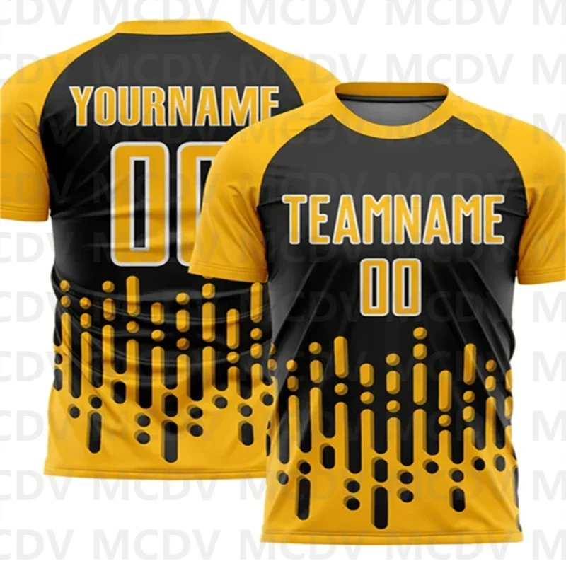 

Custom Gold Black-White Abstract Fluid Wave Sublimation Soccer Uniform Jersey