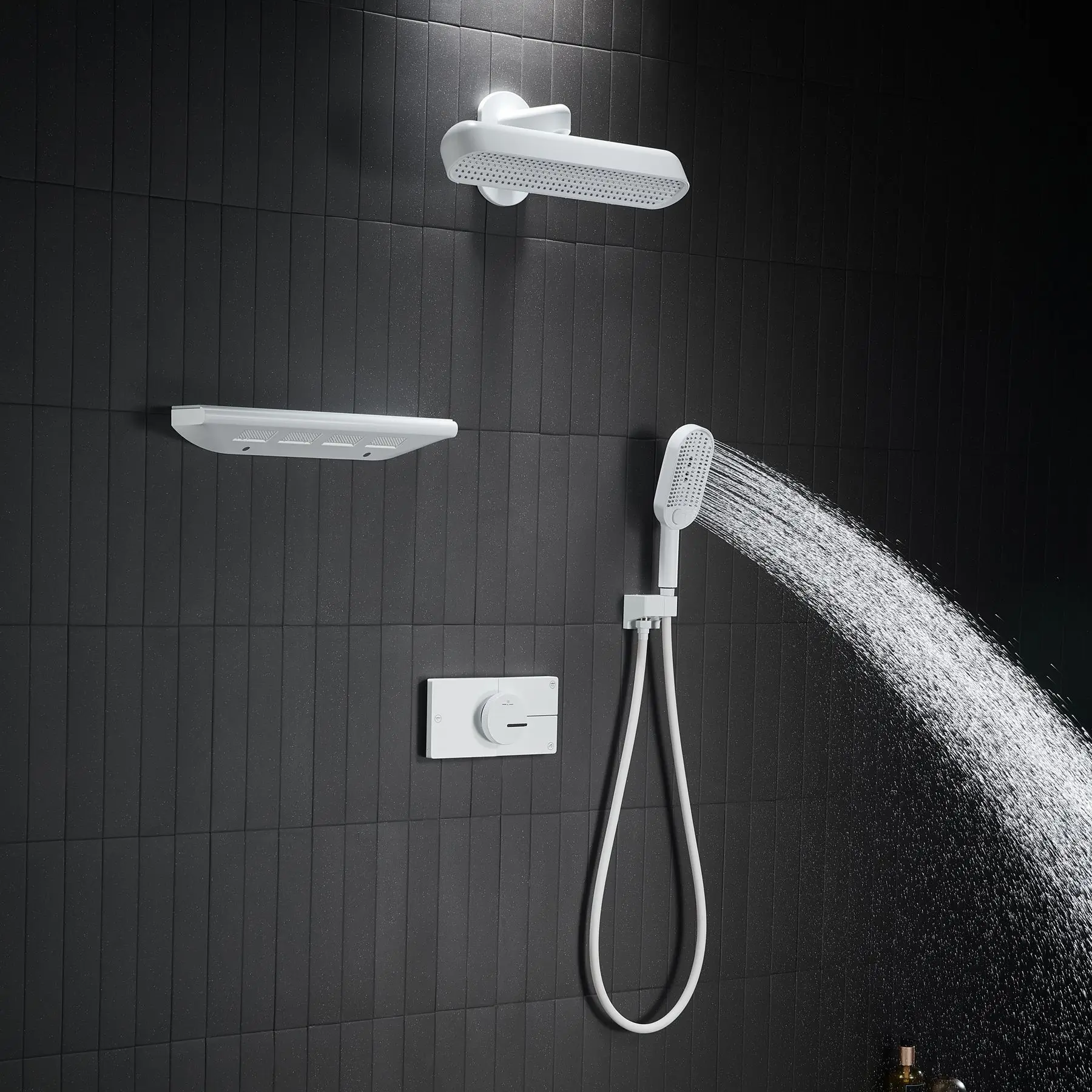 All Copper Concealed Showerhead Set Constant Temperature Hotel Embedded Pre-Embedded Hidden Showerhead for Bathroom