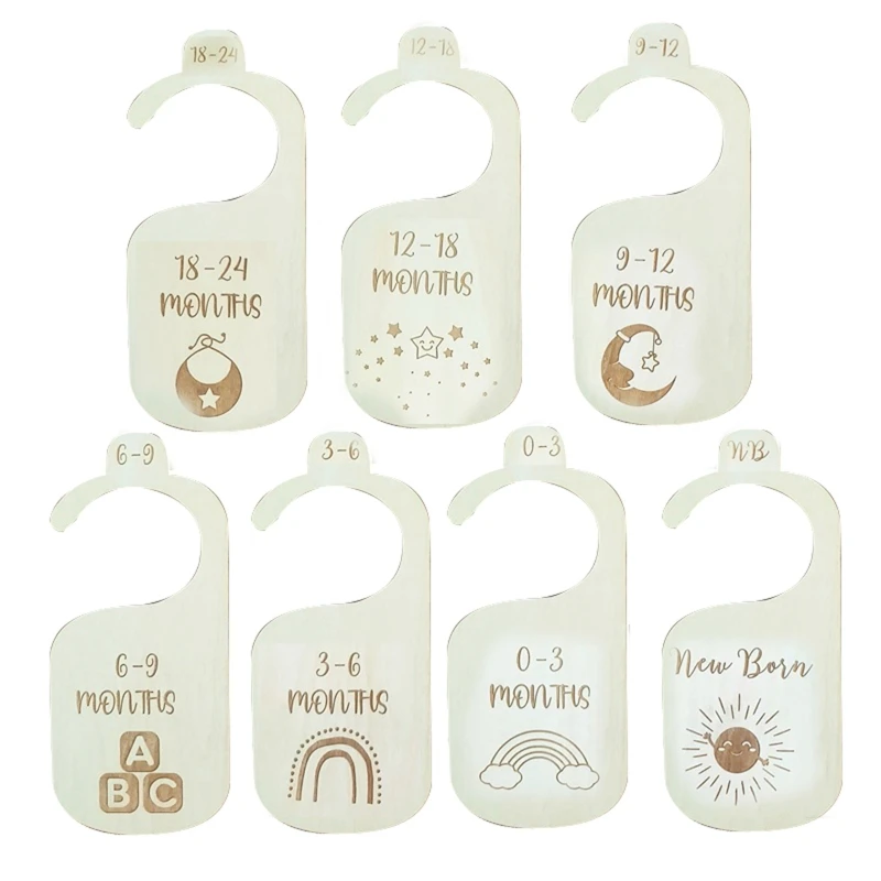 

7Pcs Baby Closet Dividers Cartoon Newborn Infant to 24 Months Nursery Clothes Organizers Hanger Wardrobe Hanging Label