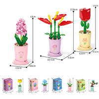 Creative Kawaii Milk Tea Cup Building Block Flower Bouquet Potted DIY Rose Bricks Decor Toys For Children Kids Christmas Gift