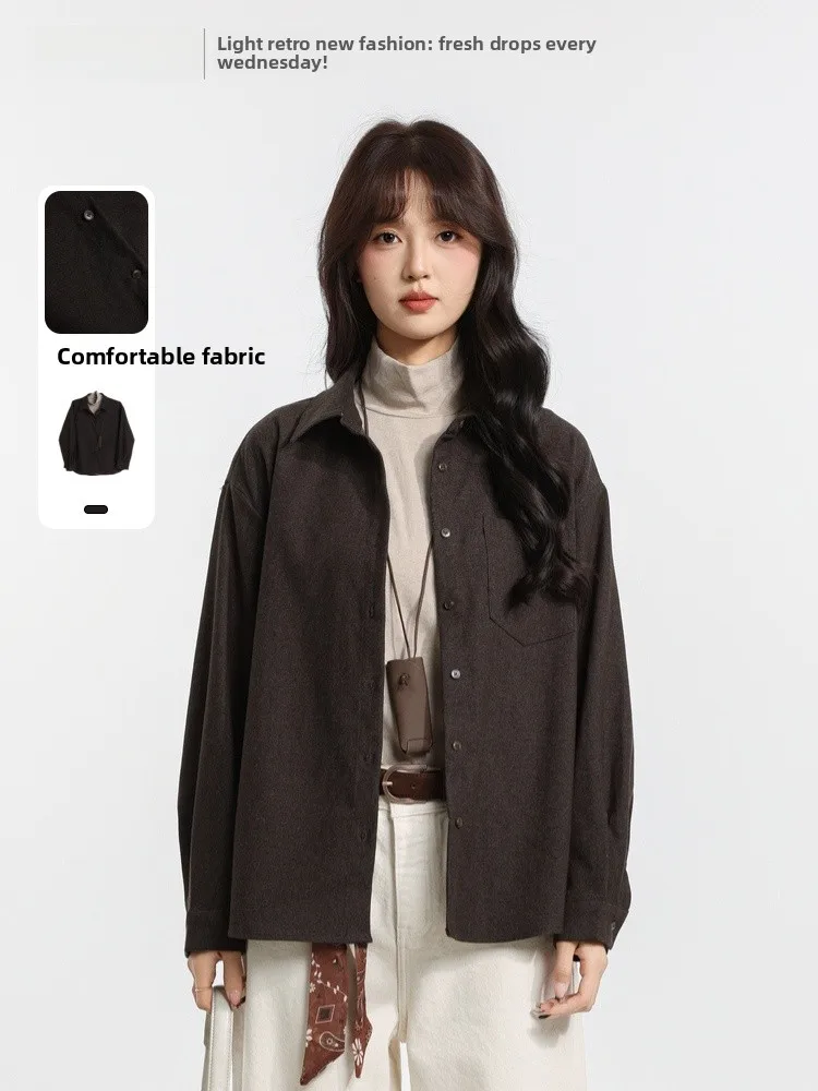 

Winter 2025 Women's Plaid irt Set Casual Loose Fit Long Sve Button down Polyester Blend Skin Friendly Breathable