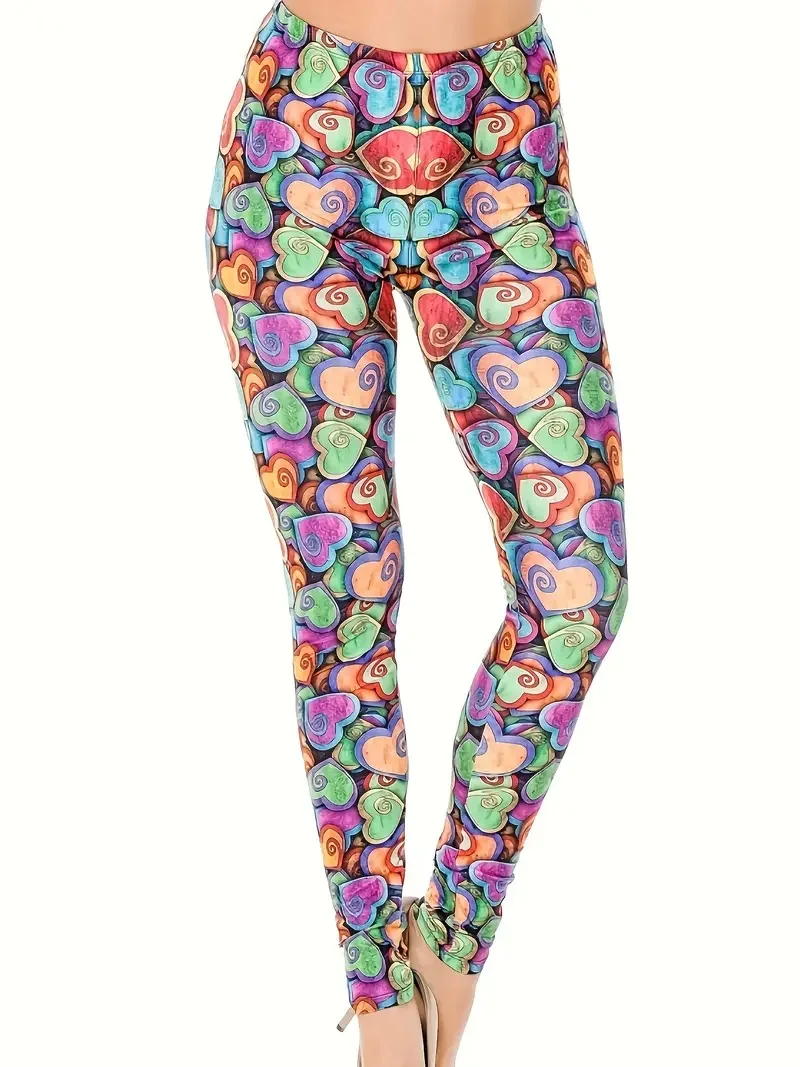 print Casual  tight stretch elastic waist comfortable slim fit work daily travel Wearing women\'s leggings