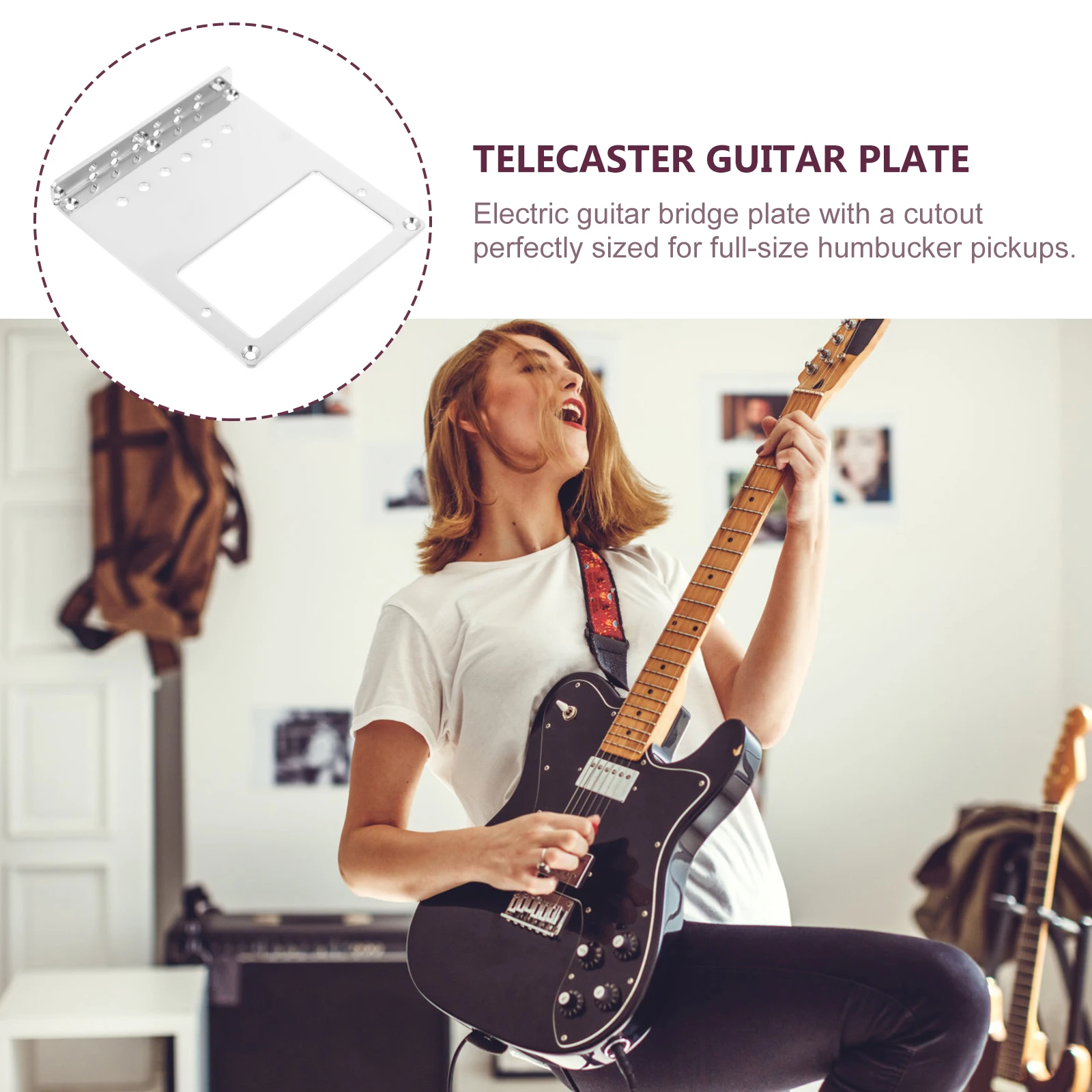 

Single Sided Double Pickup Iron Plate Electric Guitar Bridge Humbucker Top Loading Stainless Steel Guitar Parts Accessories