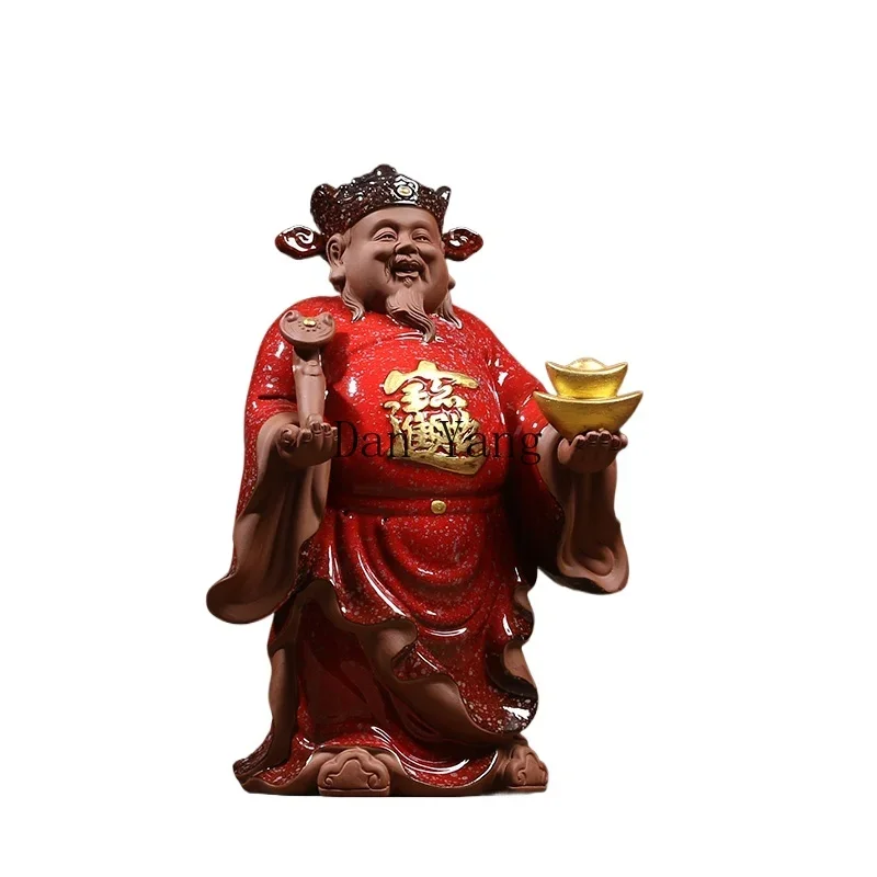 YJ Ceramic Lucky Desktop Zen High-end God of Wealth Ornament Home Opening Gift Shop Interior Decoration