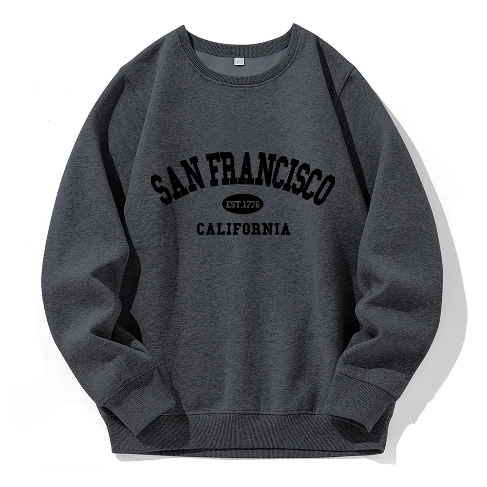 

Sanfrancisco Est.1776 California Letter Men Hoodies Warm Fleece Crew Neck Hooded Novelty Fashion Hoodie Street Tide Sportswear