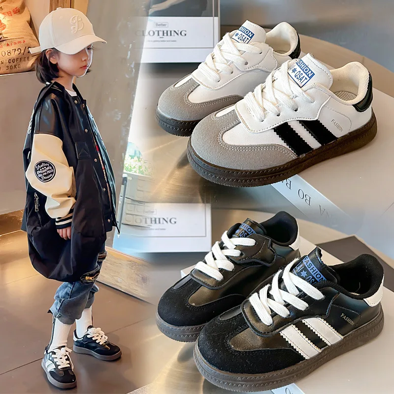 Tenis Sneakers Bambini Primavera/Autunno Nuove scarpe sportive per ragazze dei ragazzi Scarpe da tavolo casual Scarpe bianche piccole per bambini con suola morbida in pelle