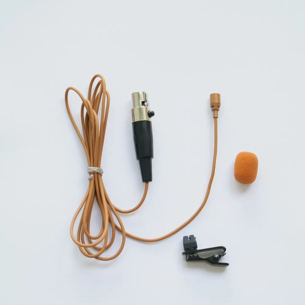 다크 브라운 탄 라발리에 클립 온 타이 마이크, 슈어 미니 4 핀 XLR TA4F 노래 노래방 무대 ULX SLX GLX AD4Q AD4D