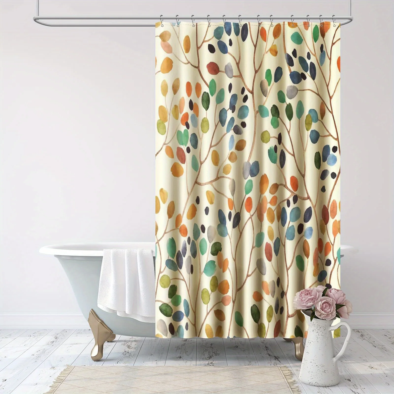 A Watercolor Whimsy Shower Curtain: Bring a Touch of Nature's Beauty into Your Bathroom with This Delightful Design Featuring