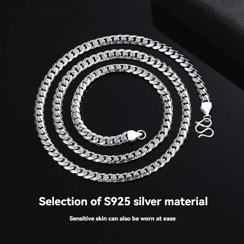 

High-Quality S999 Solid Silver Men's Necklace - Stylish Korean Bold Thick Whip/Cuban Chain, Luxury Jewelry Gift