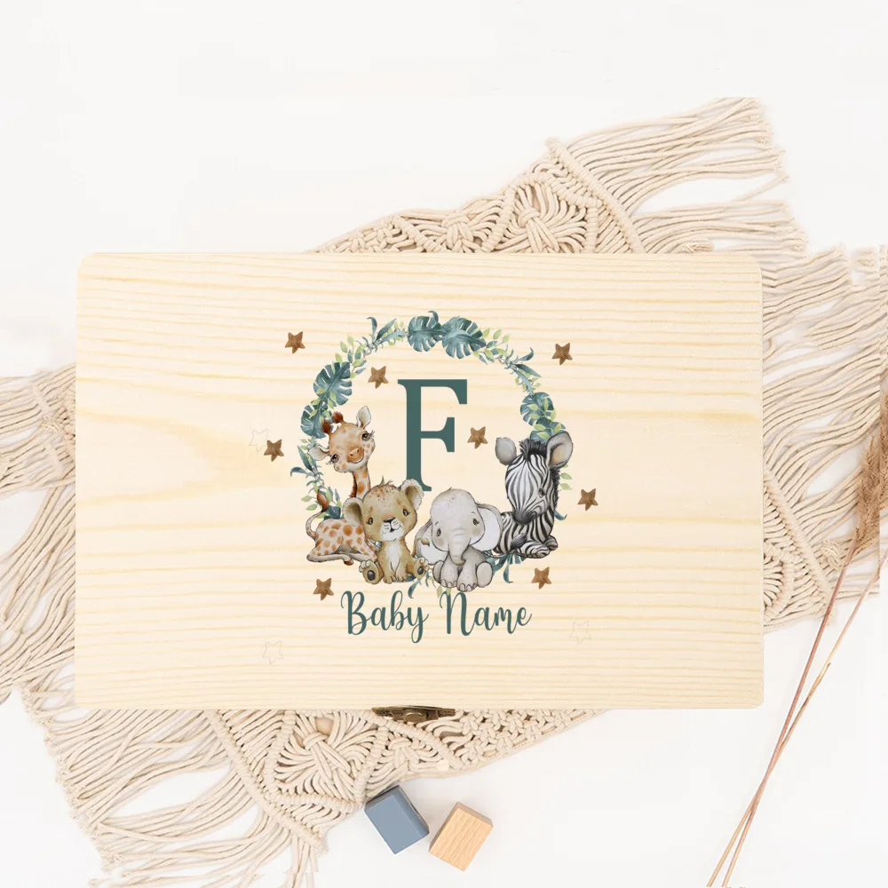 صندوق ذاكرة الطفل كهدية للولادة أو المعمودية صناديق تذكار خشبية مخصصة لحديثي الولادة مع علبة تواريخ الولادة