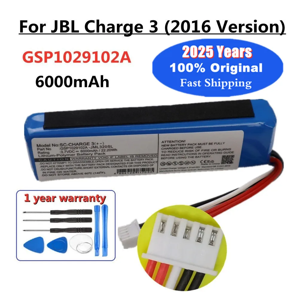 2025 Years Original Edition Bluetooth Audio Battery For JBL Charge 3 2016 Version Charge3 2016 GSP1029102A Speaker Bateria