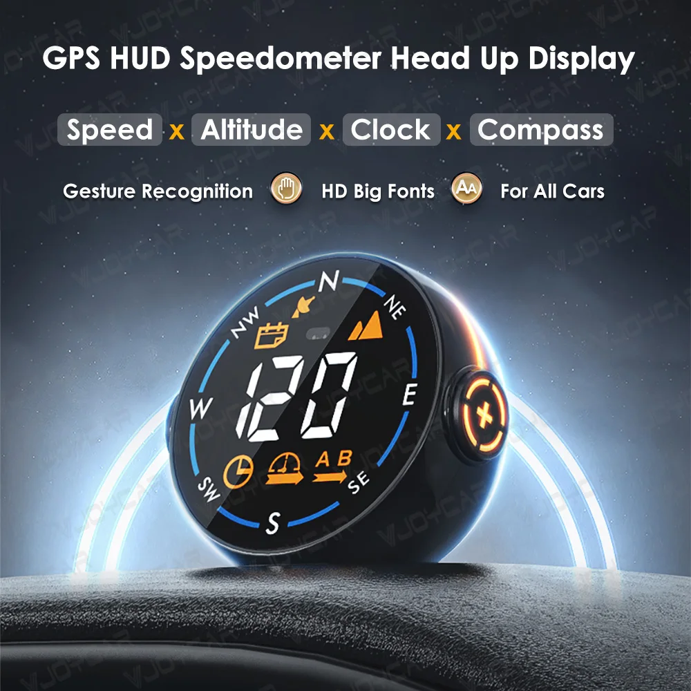 New Universal Smart GPS HUD Gauge for Tesla Speed Display Gesture Recognition Clock Altitude Colorful Ambient Lights Model 3 Y