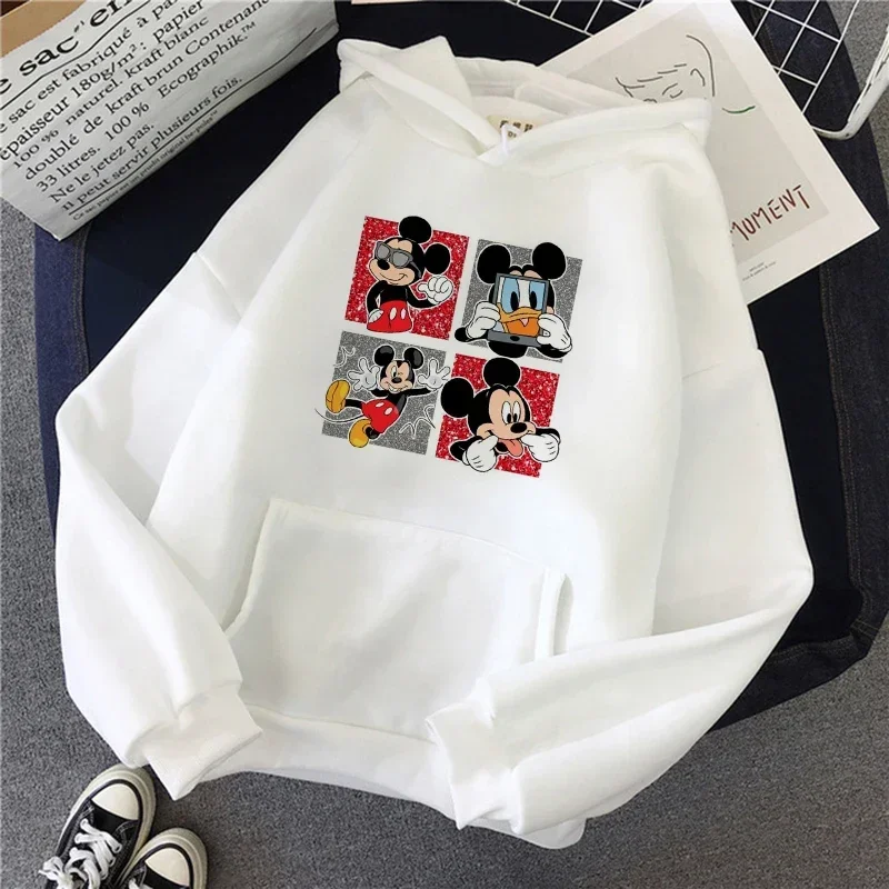 Cartoon Printed Male Sweatshirts Disney Minnie Mouse Pattern Anime Trendy Long Sleeve Men Hoodies Autumn Winter Casual Clothes