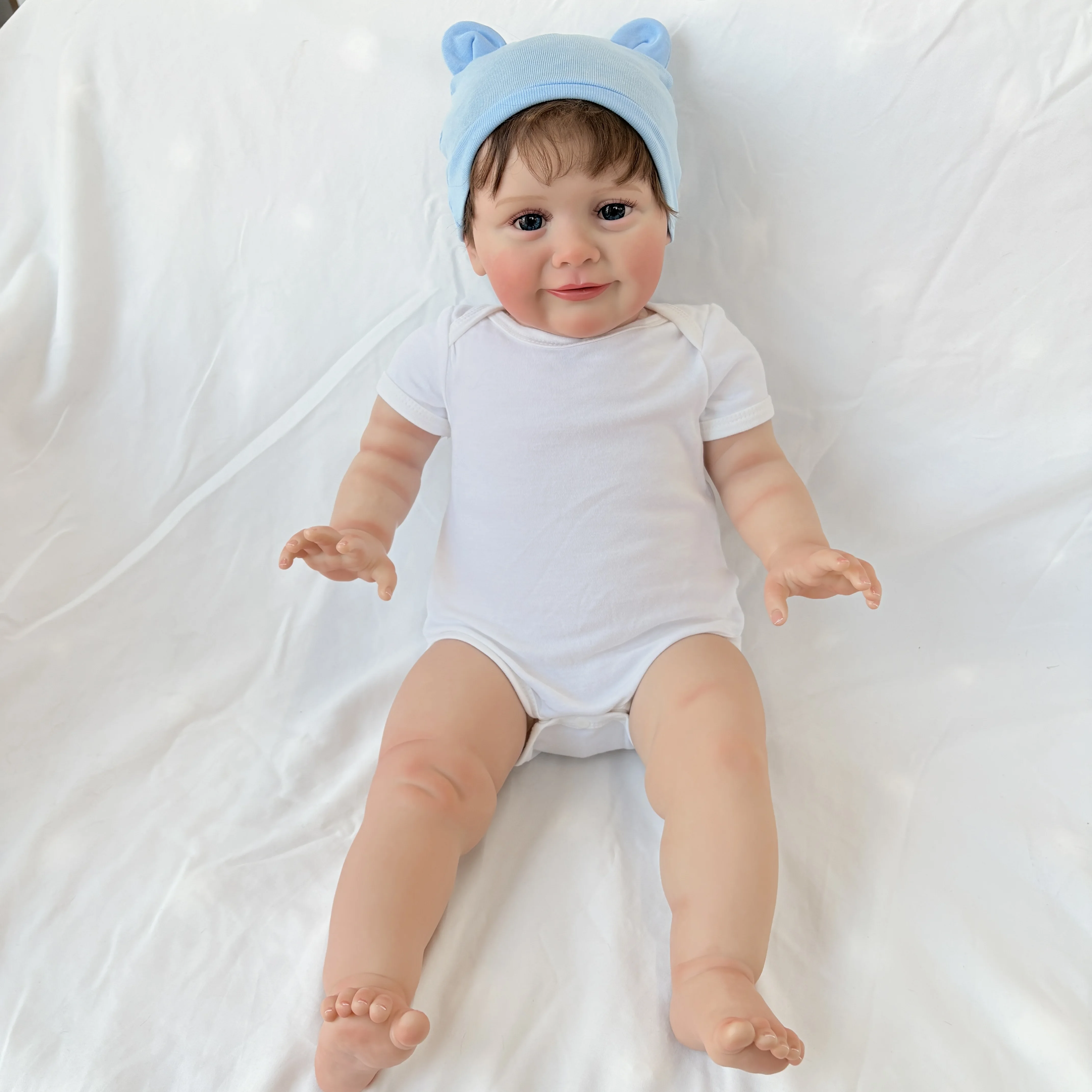 NPK 26인치 대형 실제처럼 보이는 수제 리본 인형 조이 3D 피부와 눈에 띄는 정맥 사실적인 부드러운 촉감 수집용 예술 인형