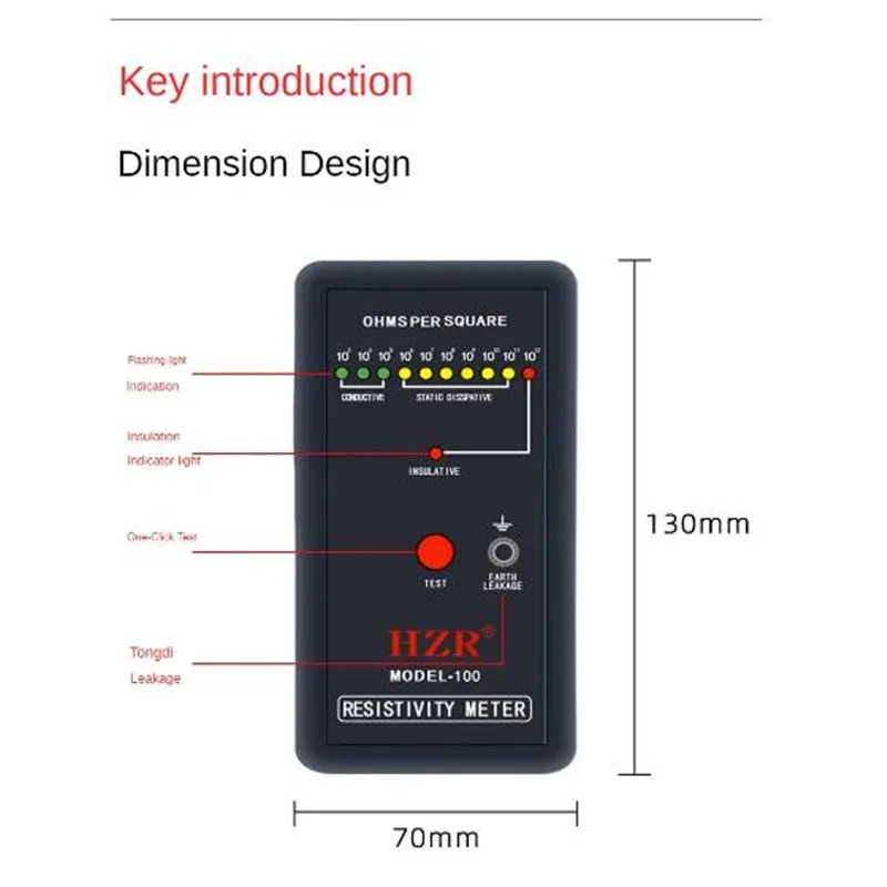 Electrostatic Resistance Meter Model-100 Anti-Static Surface Resistance Test Instrument Impedance Meter DS Resistance Detection