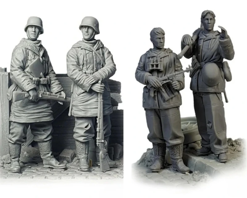 

Масштаб 1/35, литая под давлением фигурка из смолы, набор моделей немецких солдат Второй мировой войны, 4 фигурки в разобранном и неокрашенном виде