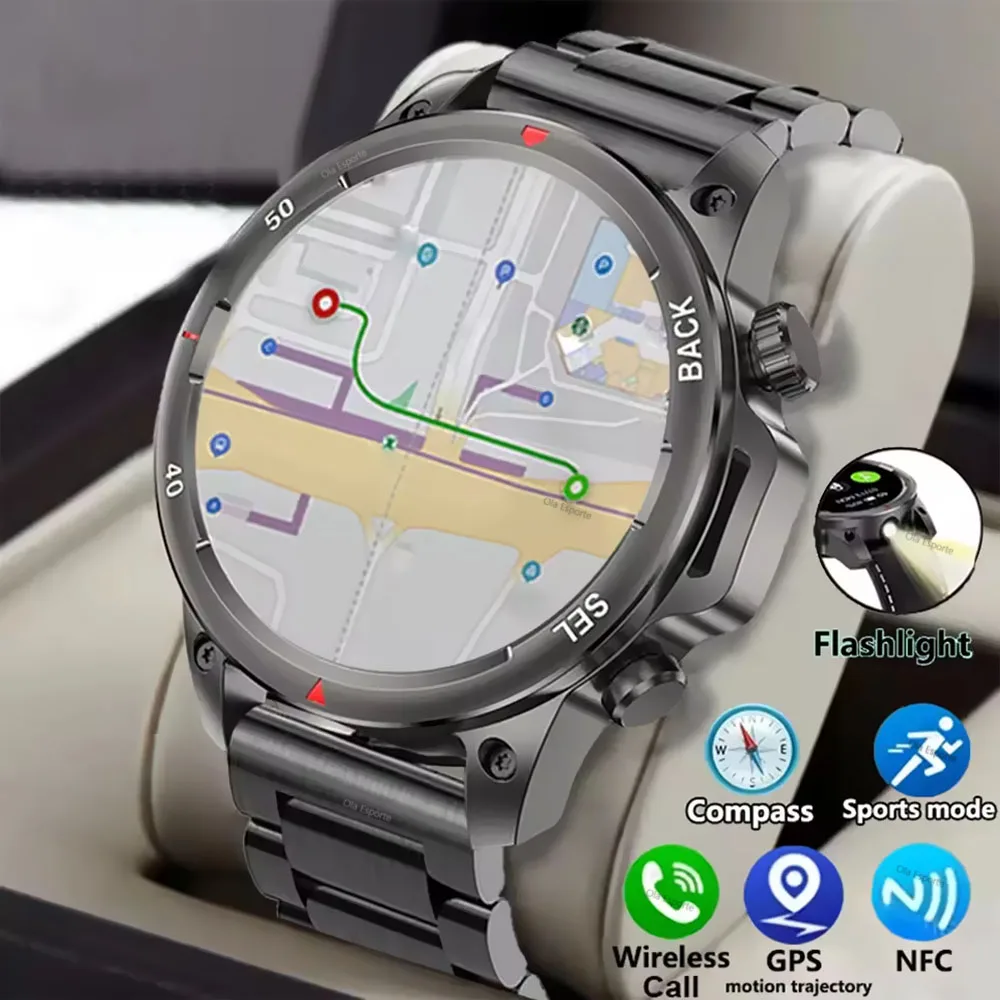 

Мужские умные часы с GPS, светодиодные уличные фитнес-мониторинг здоровья, Bluetooth-вызовы, умные часы 360*360 HD, водонепроницаемые умные часы 2025