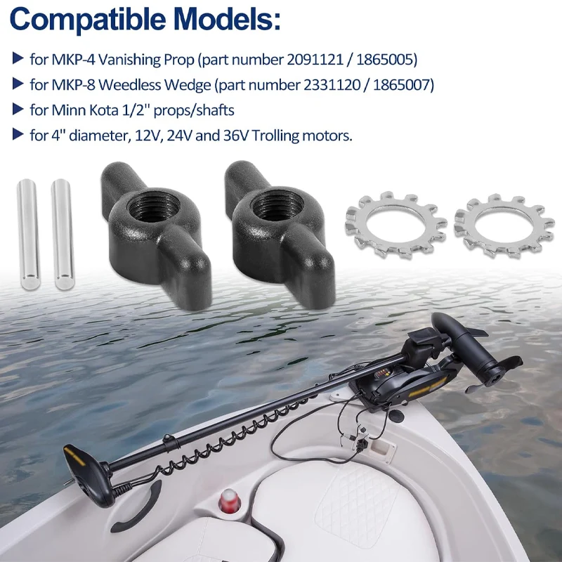 Juego de accesorios y tuercas de MKP-10 para Motor de curricán Minn Kota, incluye tuerca y arandela de 1865011, 1/2 pulgadas (B), paquete de 6 unidades