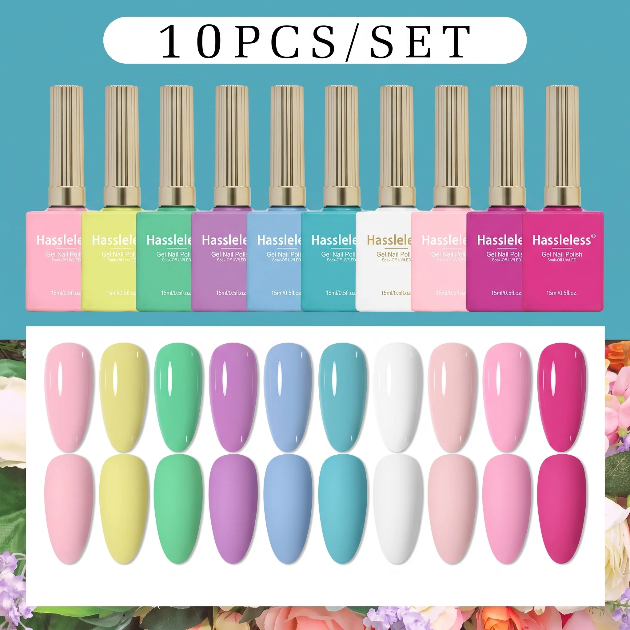 Hassleless 10Pcs Nail Polish Gel Set, Smooth Texture, Easy to Apply, Removable Nail Polish, Suitable for Salon and Home Nail Art Creations