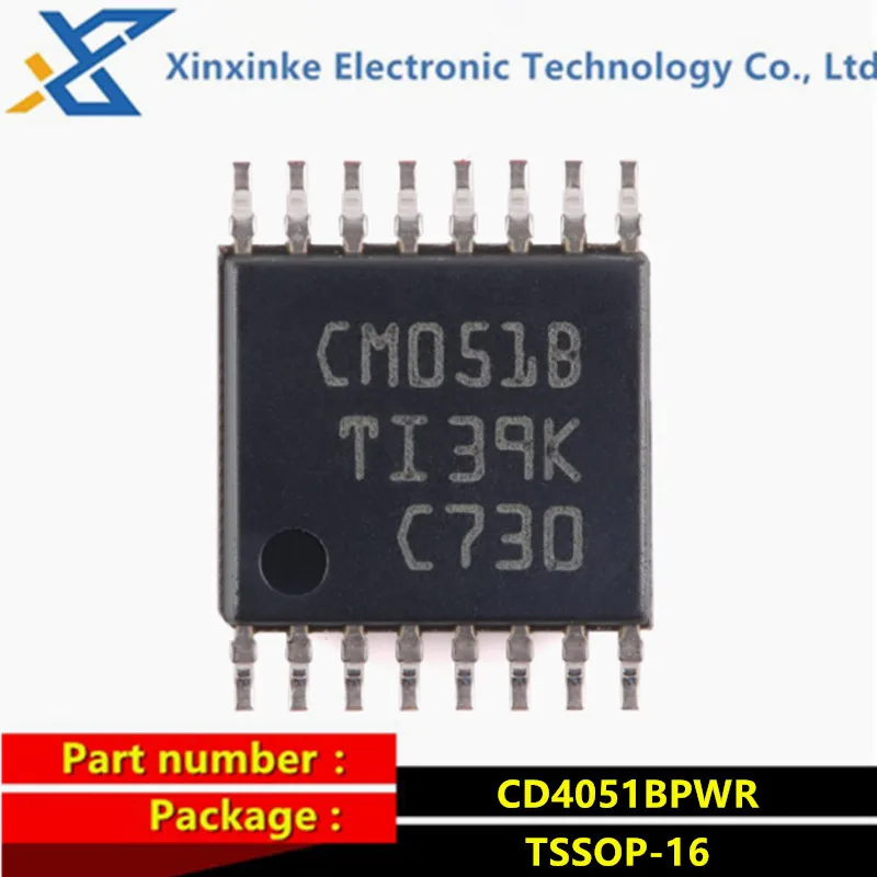 10PCS CD4051BPWR TSSOP-16 CM051B Multiplexer Switch ICs 8-Channel Analog CD4051B CMOS with Logic Level Conversion Function