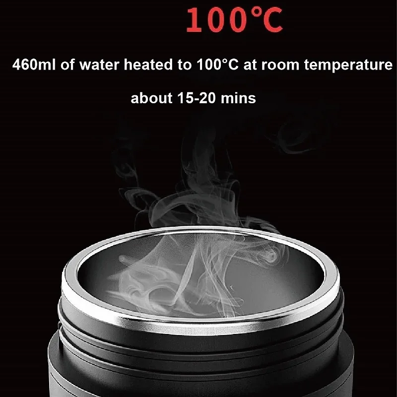غلاية كهربائية للسيارة الذكية 12 فولت/24 فولت محمولة 100 ° C كوب غليان للسفر كوب ترمس للتحكم في درجة الحرارة كوب ساخن كهربائي 460 مل