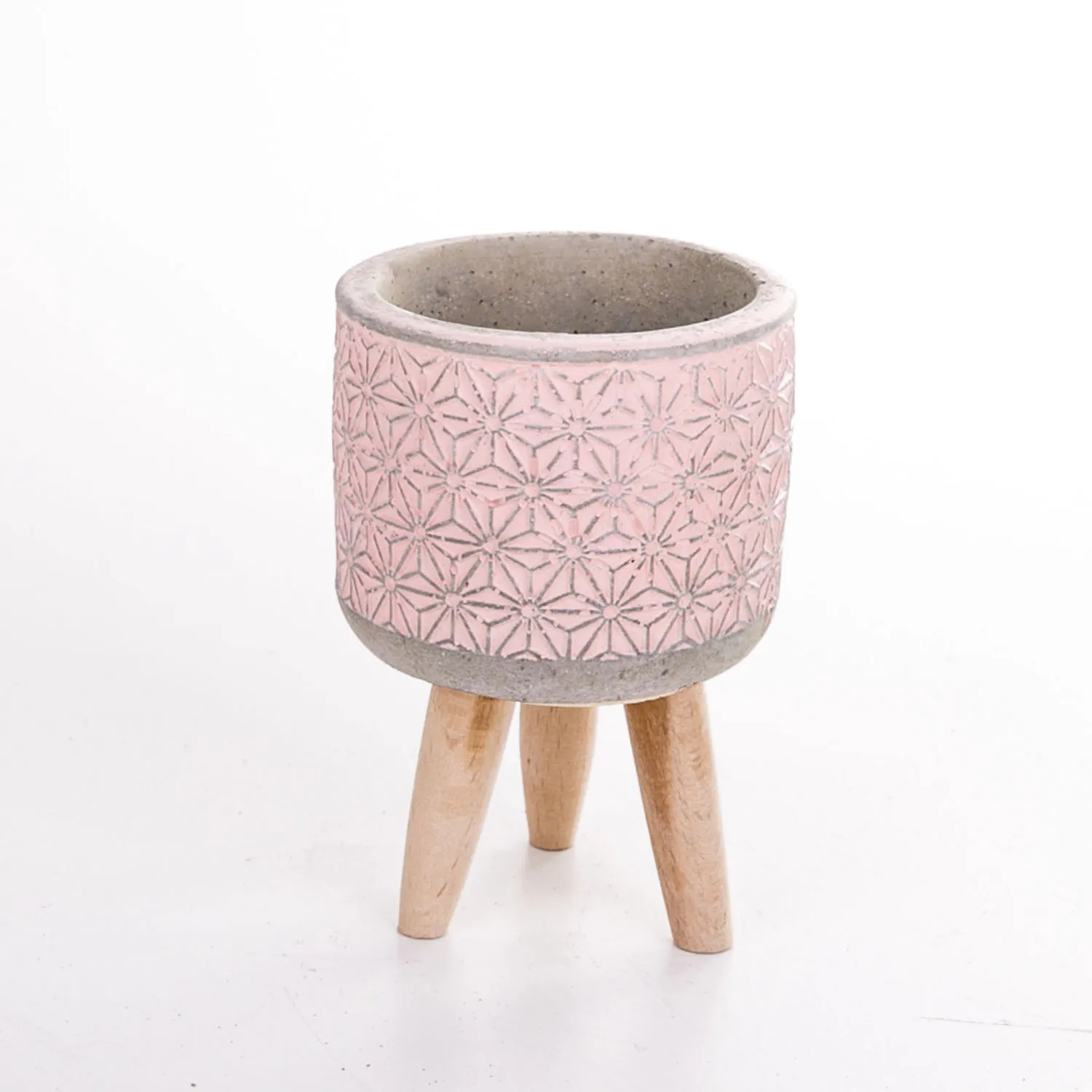 Star patterned pink concrete succulent flower pot 7,5x x Cm