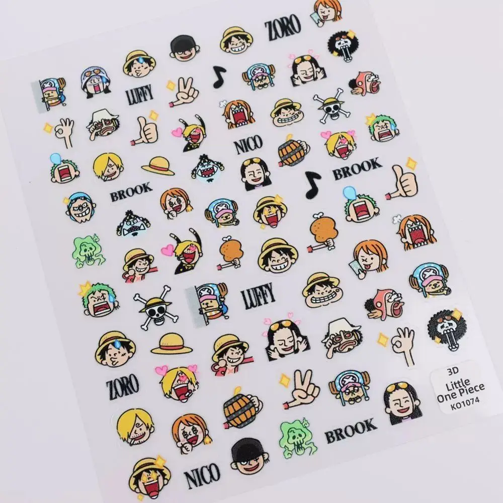 3D Stereo Geprägte One Piece Nagelkunst-Aufkleber Niedliche Luffy Chopper Totenkopf Cartoon-Abziehbilder DIY Nageldekoration