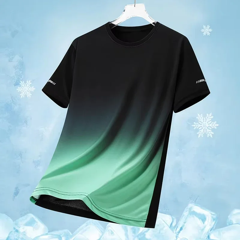 Nouveau T-shirt de sport pour homme 2026 à imprimé 3D dégradé, respirant, pour activités de plein air, fitness, décontracté, pour la gym, vêtements quotidiens pour homme