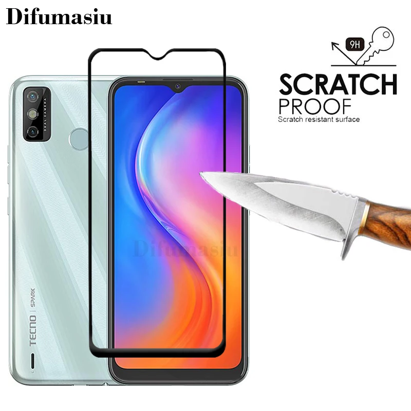 For Tecno Spark 6 GO Tempered Glass Screen Protectors Soft Camera Lens Protector Full Cover Screen Glass 3in1 Back Film