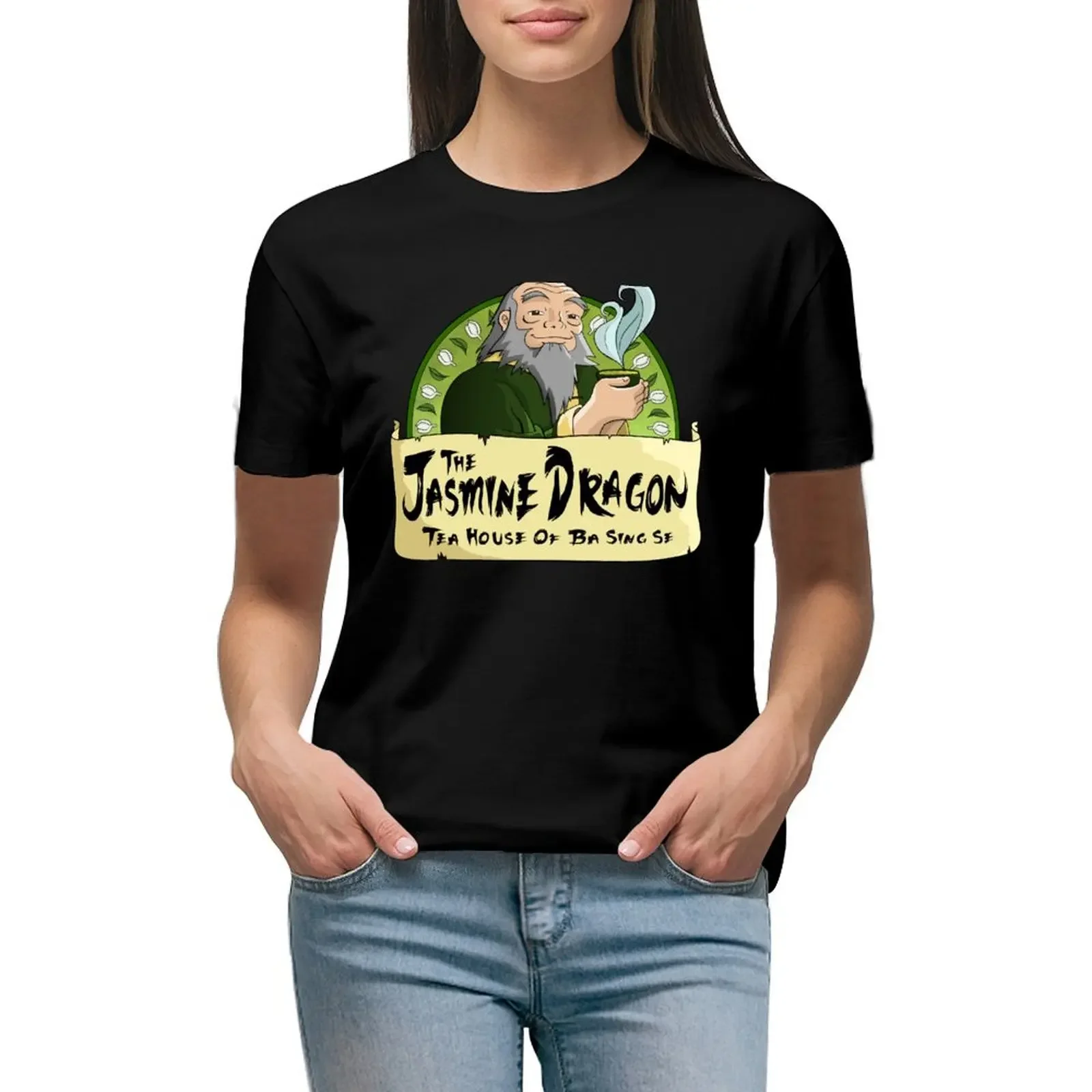 

The Jasmine Dragon Tea House T-Shirt funnys kawaii clothes animal print shirt for girls black t-shirts for Women