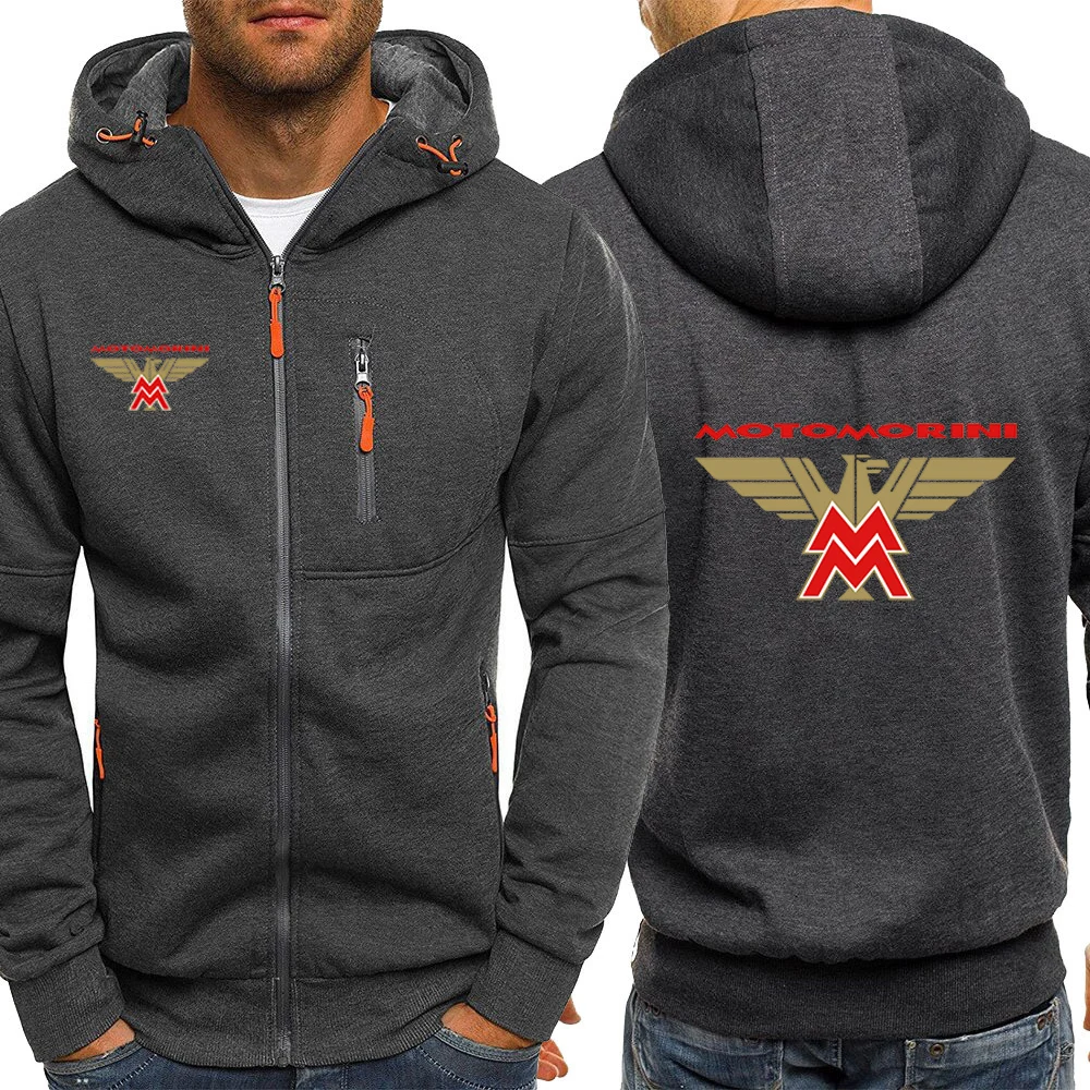 2024 Spring Autumn Men\'s Moto Morini Logo Printing Casual Zipper Solid Color Cardigan Comfortable Long Sleeve Hooded Sweatshirts