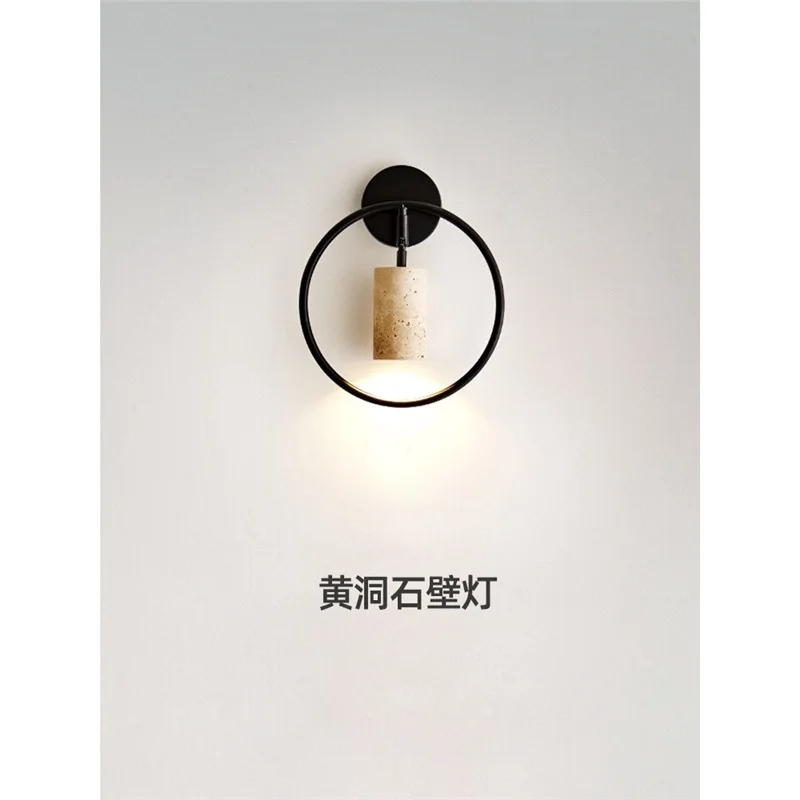 Yellow Travertine Wall Lamp Retro Homestay Corridor Stair Wall Lamp Hotel Bedroom Bedside Wall Lamp