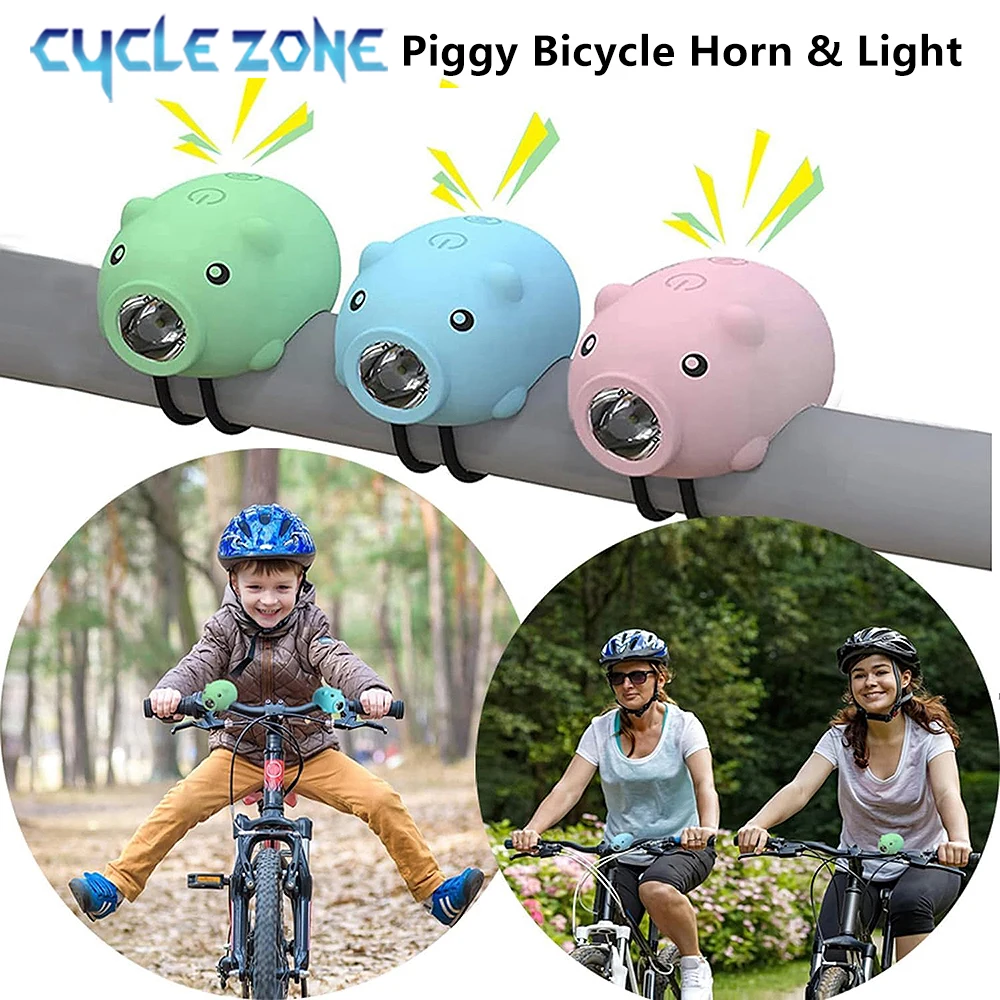 Cute Pig Bicycle Lights Rechargeable Bike Front Light Headlight Night Riding Children Cartoon Pig Lights for Electric Scooter