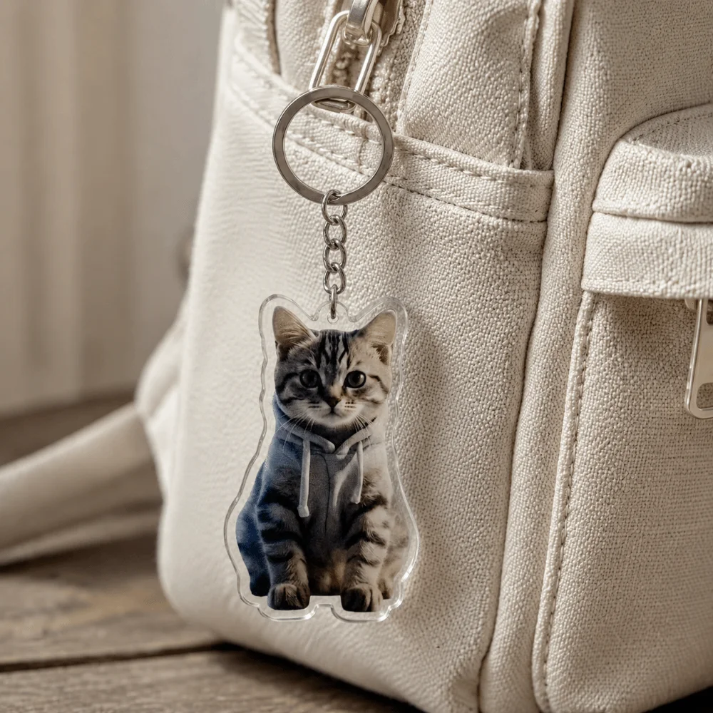 2D Flat Design Animal Motif Keychain Acrylic Lightweight Cartoon Cat Pendant Pigeon Trendy Hanging Ornaments Handbag Decoration