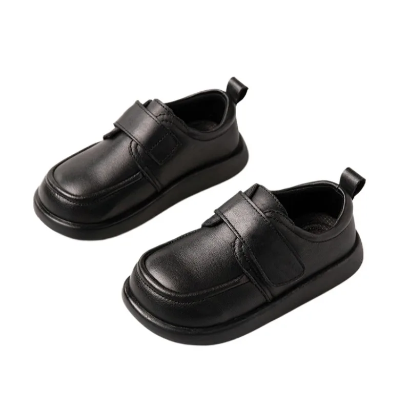 

British Style Performance Genuine Leather Boys Girls Leather Shoes Children's Black Oxfords Baby Toddler Flats Student Kids