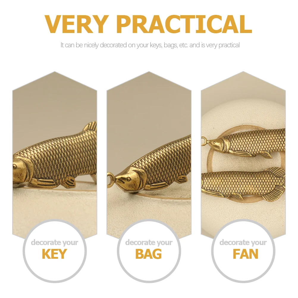 Pendant Keychain Chic Keyring DIY Pendants Brass Animal Vivid Design Fortune Fish Multi-function Practical Vintage