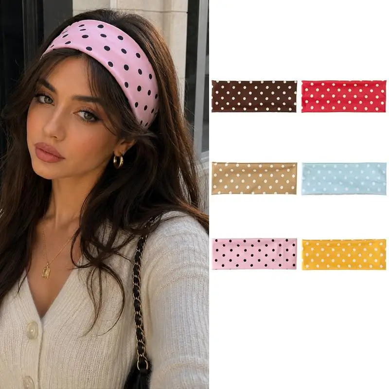 Retro Boho Gepunktete Stretch-Stirnbänder für Damen Koreanische Mode Yoga Sport Dating Haaraccessoires – Detail 5
