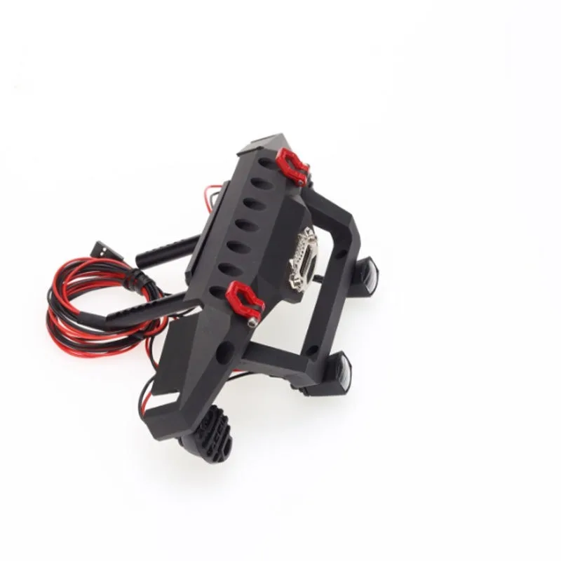 Front Rear Bumper Metal RC Car Bumper with LED Lights for SCX10 for TRX4 Axial for SCX10 iii 1/10 RC Crawler Part