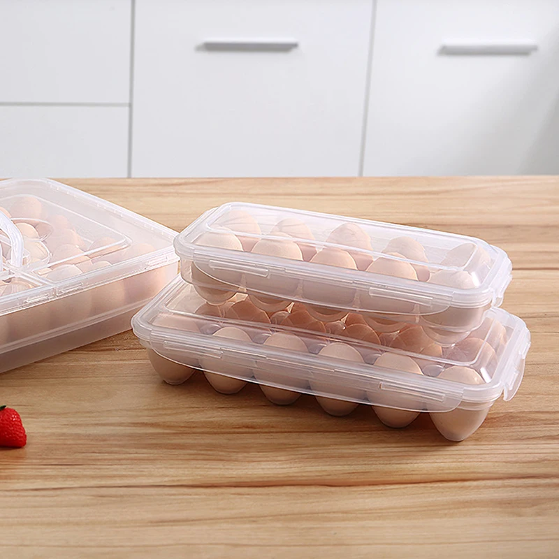 10/18/34 Grids Egg Storage Box With Lid Kitchen Refrigerator Egg Box Egg Drop Rack Egg Storage Box Fridge Egg Organizer Tray