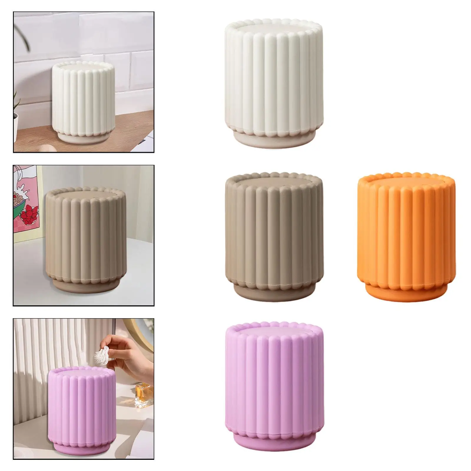 Small Office Waste Bin Sunflower Design PP Press Lid Desktop Trash Container Wide Opening for Study Kitchen Countertop