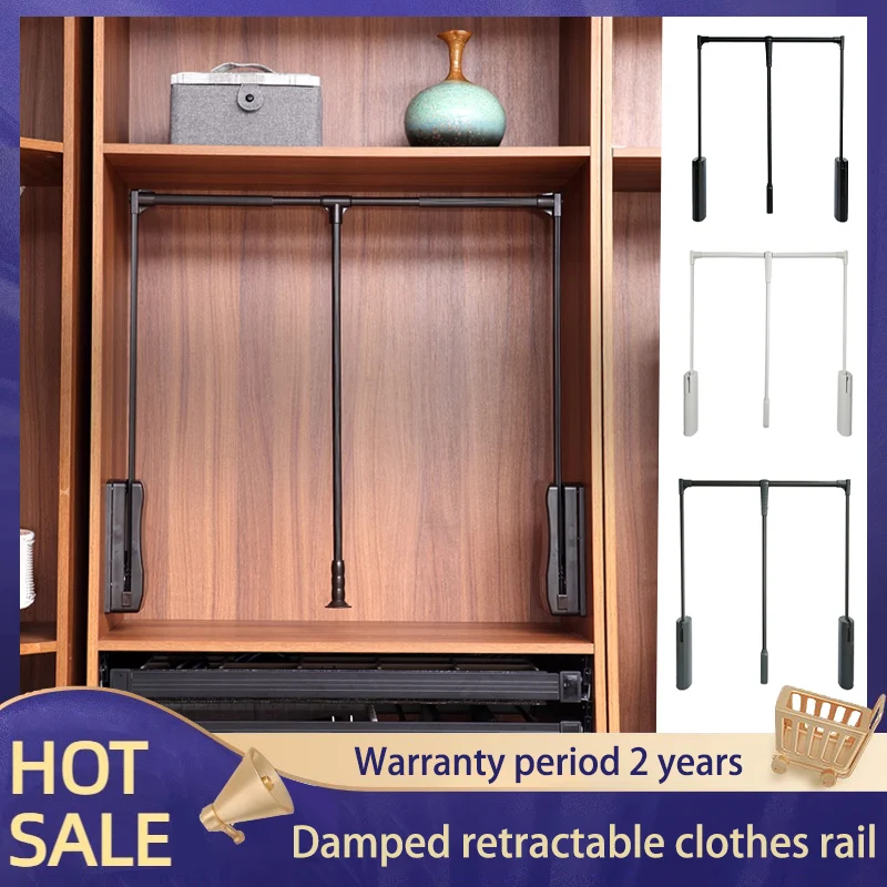 

Lightweight Pull-Down Clothes Rail In The Cloakroom Lifting Clothes Hanger In The Wardrobe Telescopic Clothes Rail