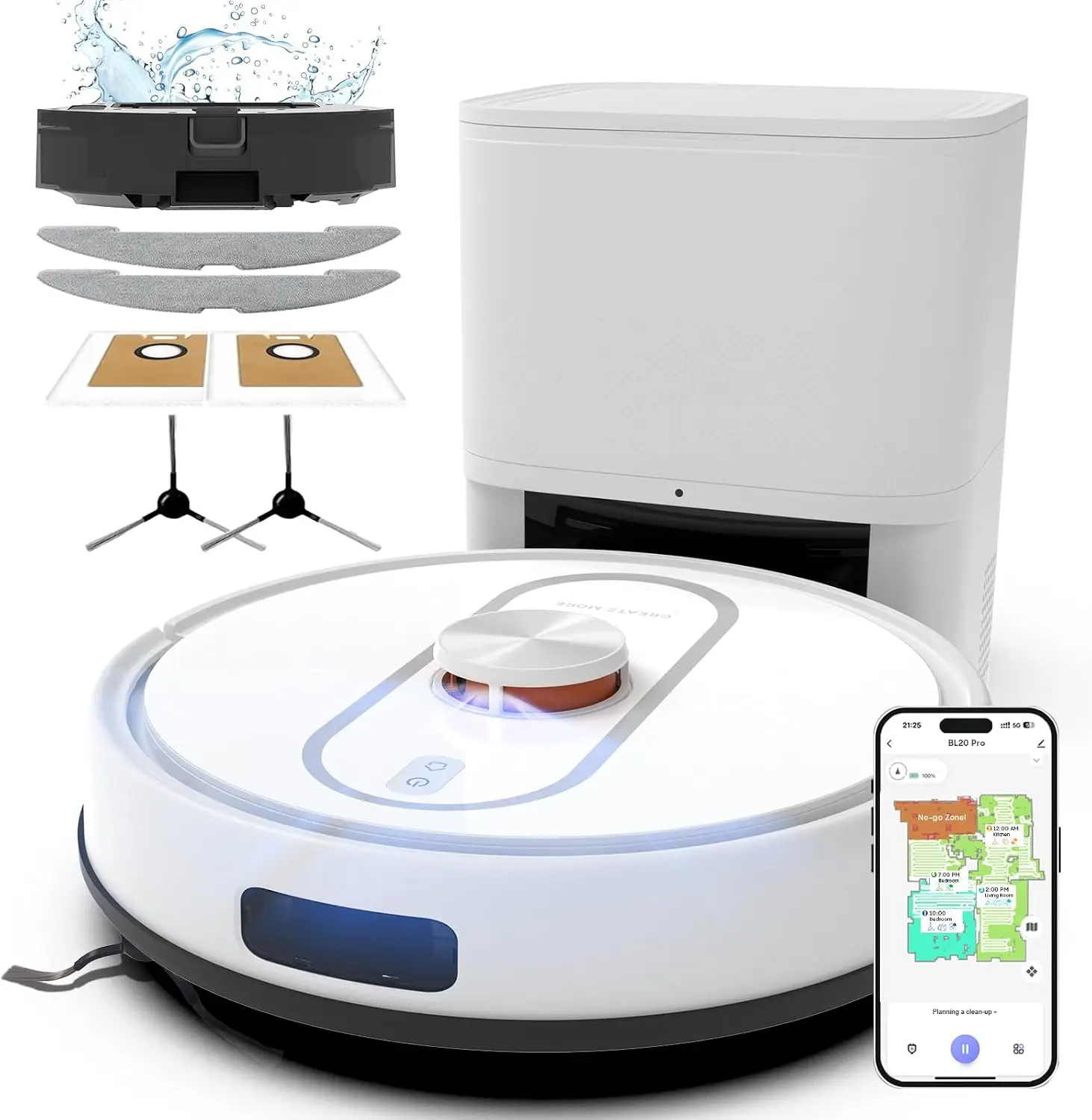 6000Pa LiDAR Robot Vacuum and Mop Combo with Mapping, 90-Day Self-Empty, Wi-Fi/App/Voice Control, Cleans Carpet & Hard Floor