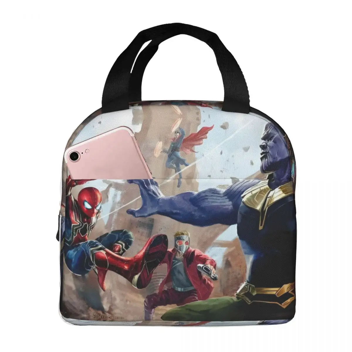 Picnic Iron Man Durable Waterproof Accessories Marvel Animation Iron Man Bento Boxes College Student Travel Storage Bags