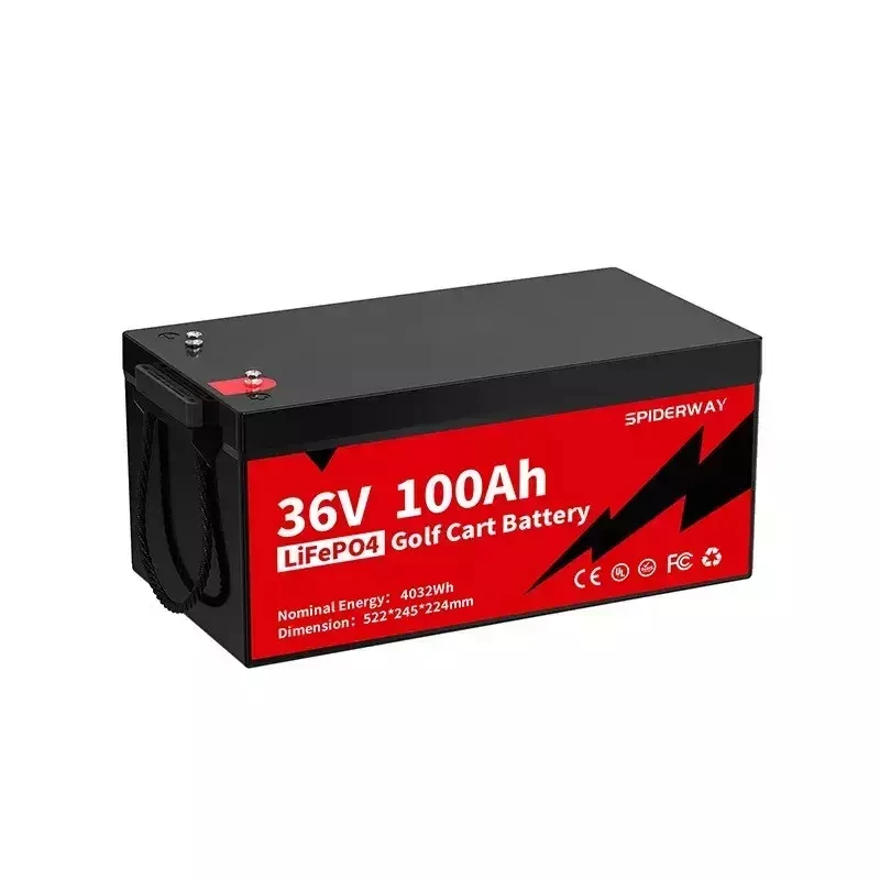 

36V 100Ah LiFePO4 Lithium Battery Group Built-in 200A BMS, 10 Years Lifetime, Perfect for Golf Cart EV RV Off Grid Solar