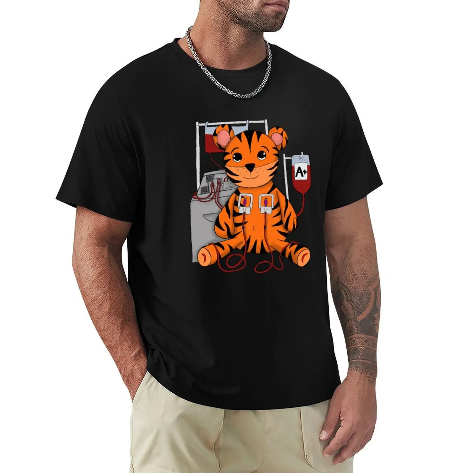 Sickle Cell Tiger T-Shirt Simple Line Art Print Tee
