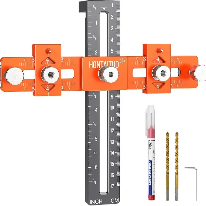 

Cabinet Door Handle Installation Drilling Locator Jig Aluminum Alloy Drawer Handle Installation Jig Template Woodworking Tools