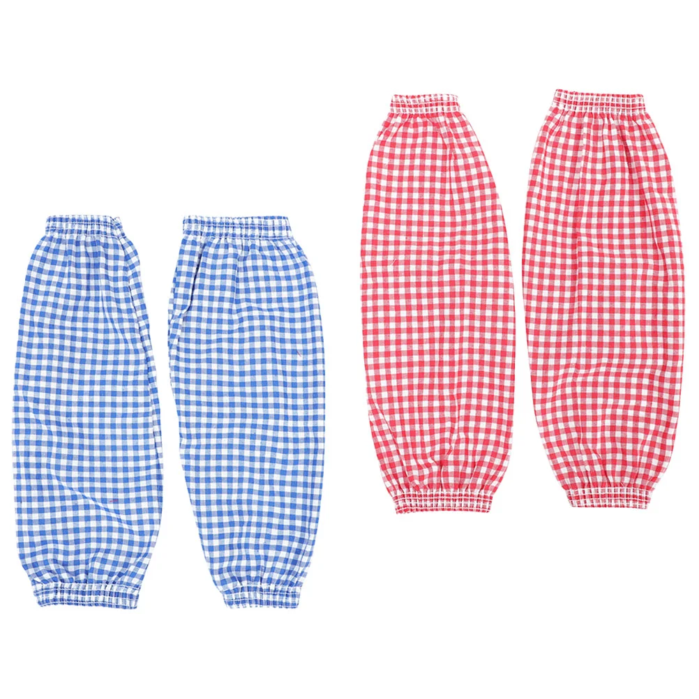 2 Pairs Stain Resistant Check Sleeves Arm Protectors Oil Proof Cover Kitchen Supply Washable Oversleeves Cotton Linen Man