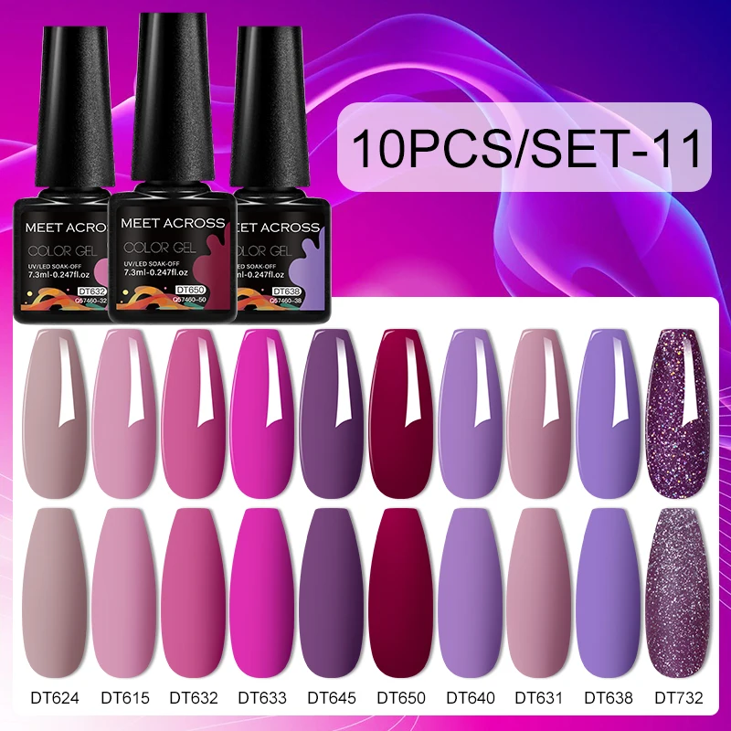 

10pcs/set Color Gel Nail Polish Set For All Season 7.3ml Semi Permanent Nail Polish UV LED Varnish Nail Art DIY Manicure Set