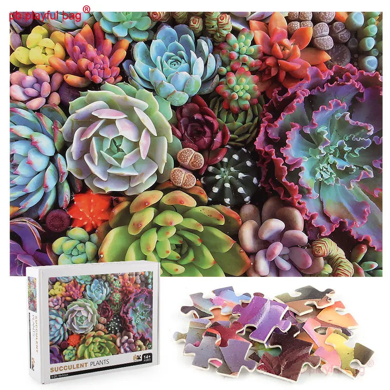 1000 Pieces Adult Release stress Paper Puzzle Succulent Plants pattern Kids Puzzle Christmas Gift Toys Cartoon Scenery UG288